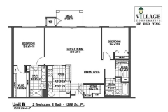 Unit B - 2 Bedroom, 2 Bath, 1298 Sq Feet