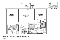 Unit D - 2 Bedroom, 2 Bath, 1244 Sq Feet