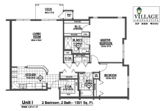 Unit I - 2 Bedroom, 2 Bath, 1391 Sq Feet