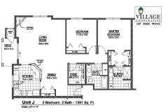 Unit J - 2 Bedroom, 2 Bath, 1391 Sq Feet